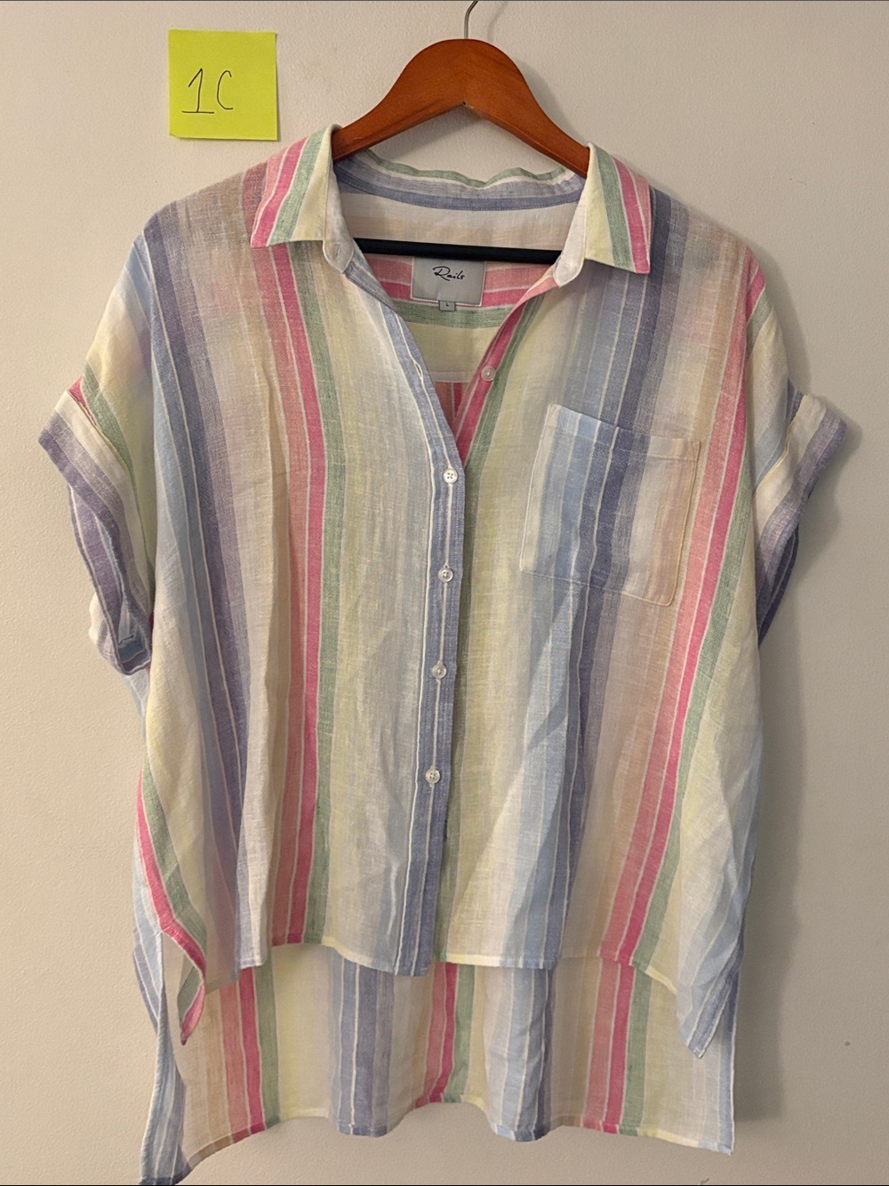 RAILS Striped Button down Shirt Size Large Beach Flowy Boho Chic Lightweight